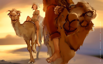 обоя календари, фэнтези, верблюд, животное, девушка, горб, calendar, 2020