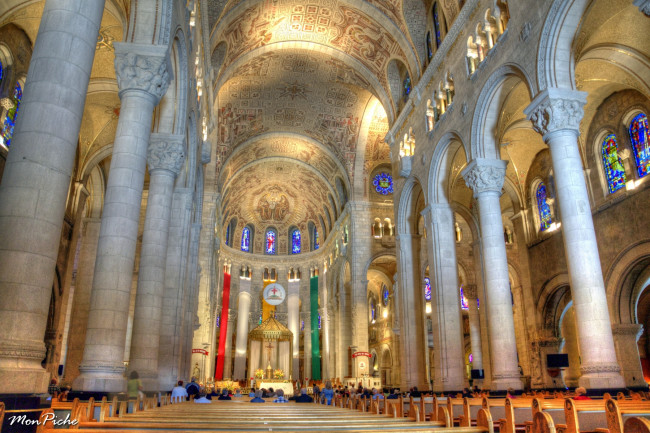 Обои картинки фото the, basilica, of, sainte, anne, de, beaupre, интерьер, убранство, роспись, храма, канада