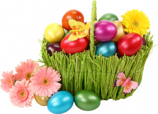 Картинка праздничные пасха яйца герберы