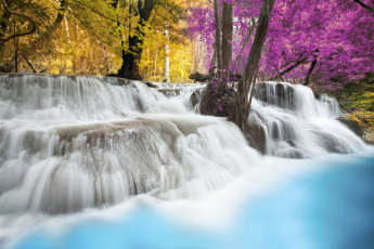 Картинка природа водопады деревья голубой водопад осень