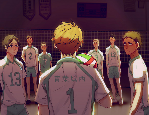 Обои картинки фото аниме, haikyuu, волейбол, команда