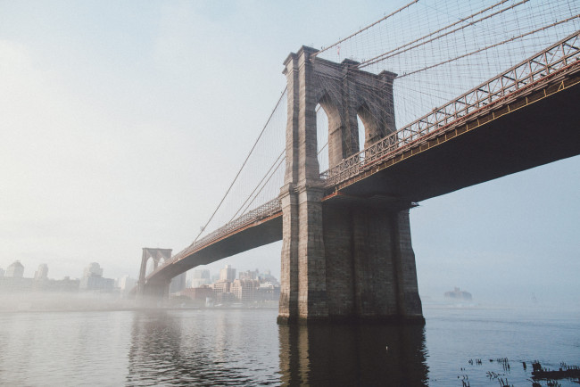 Обои картинки фото города, - мосты, brooklyn, bridge, нью-йорк, new, york, бруклинский, мост, река, сша, usa