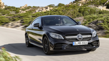 обоя mercedes-benz amg c43 coupe 4matic night package 2019, автомобили, mercedes-benz, c43, coupe, 4matic, night, amg, carbon, package, 2019