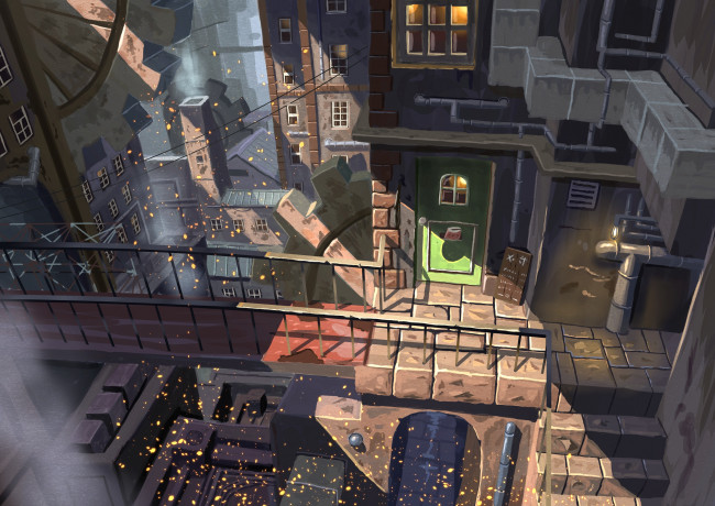 Обои картинки фото аниме, город,  улицы,  интерьер,  здания