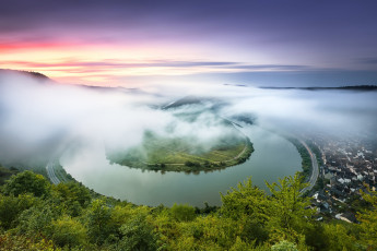 Картинка города -+пейзажи германия река мозель лето туман