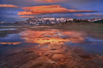 Картинка природа реки озера дюны атабаска река облака небо вода песок горы альберта канада