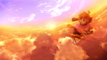 Картинка аниме vocaloid облака закат hirobakar kagamine len