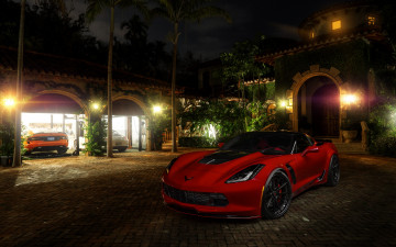 Картинка автомобили corvette stingray c7 chevrolet car american red красный