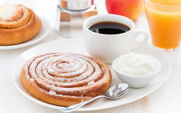 Картинка еда хлеб +выпечка сливки сок coffee cup завтрак булочка кофе breakfast