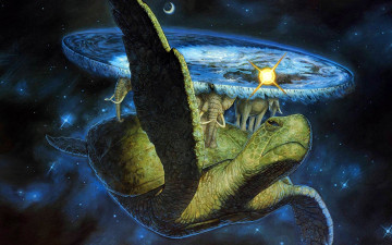 Картинка фэнтези другое космос галактика слоны черепаха