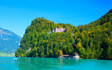 Картинка города -+пейзажи швейцария brienz озеро горы дома деревья красота