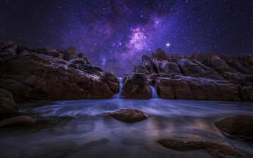Картинка природа реки озера океан ночь западная австралия млечный путь камни скалы небо