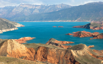 Картинка природа реки озера панорама горы скалы побережье baikal россия байкал озеро