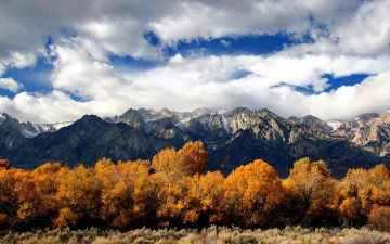 Картинка природа горы деревья осень облака