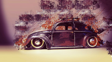 Картинка рисованное авто мото ретро машина beetle volkswagen