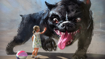 Картинка рисованное животные собака девочка