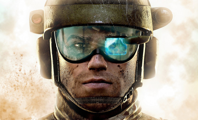 Обои картинки фото видео игры, tom clancy`s ghost recon advanced warfighter, солдат, лицо, шлем, очки