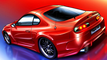 Картинка рисованное авто мото машина тойота красная