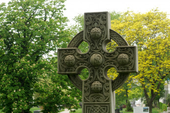 обоя кельтский, крест, разное, рельефы, статуи, музейные, экспонаты, резьба, камень