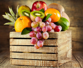 Картинка еда фрукты +ягоды плоды ящик