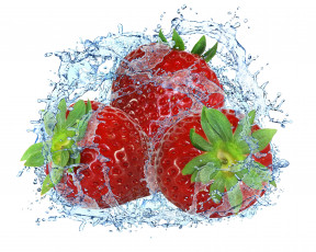 Картинка еда клубника +земляника вода ягоды