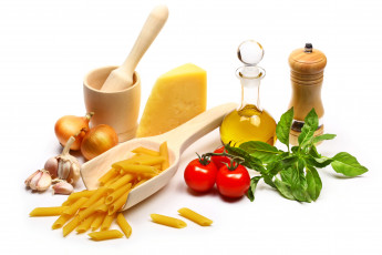 обоя еда, разное, cheese, tomato, pasta, макароны, сыр, oil, масло, помидоры, лук