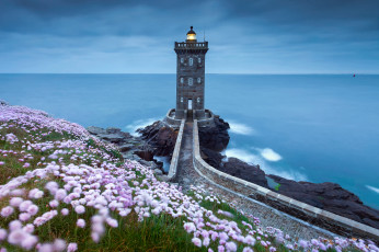 Картинка природа маяки скалы маяк море берег цветы