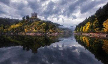 Картинка природа реки озера отражения лес крепость замок река франция
