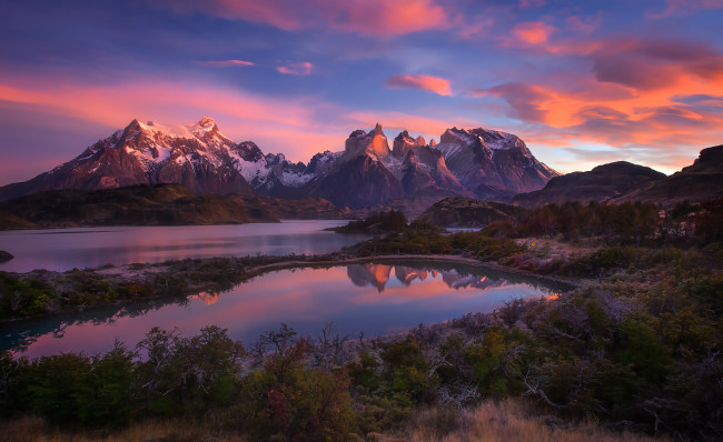 Обои картинки фото природа, реки, озера, южная, америка, патагония, горы, анды, небо, облака
