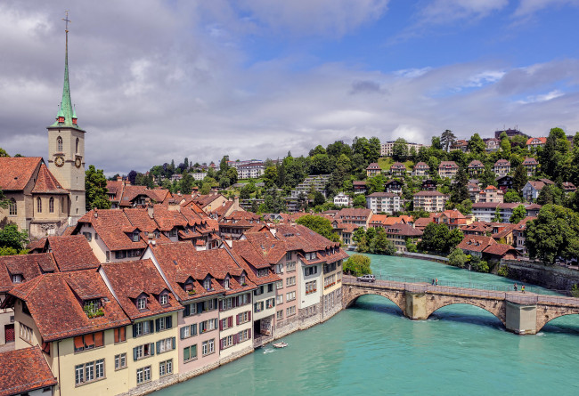 Обои картинки фото города, берн , швейцария, река, мост, здания