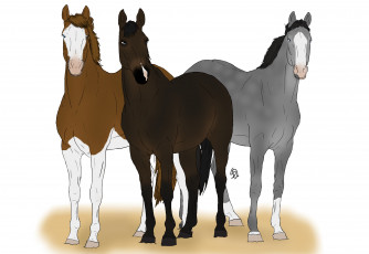 Картинка рисованное животные +лошади лошади