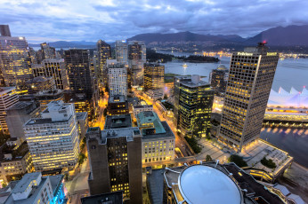 Картинка downtown+vancouver+bc города ванкувер+ канада рассвет