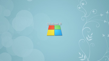 обоя компьютеры, windows 8, блики, голубой, надпись, логотип, растение