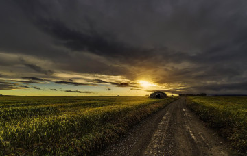 Картинка природа дороги дорога поле закат