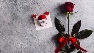 Картинка праздничные день+святого+валентина +сердечки +любовь кольцо сердечки роза лента