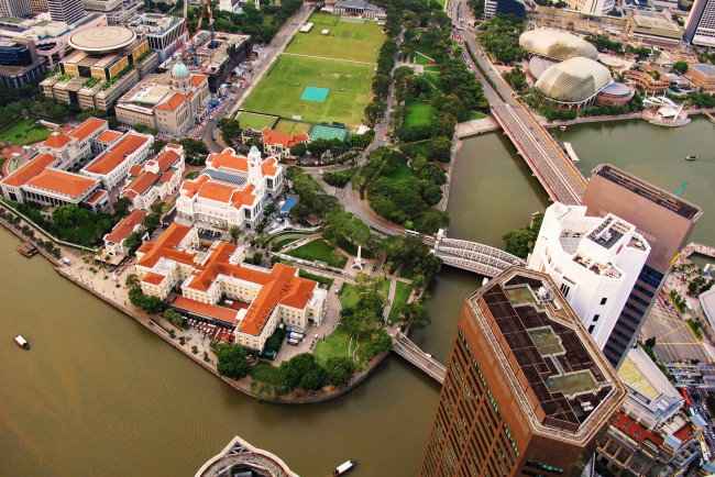 Обои картинки фото города, сингапур , сингапур, вид, сверху, панорама