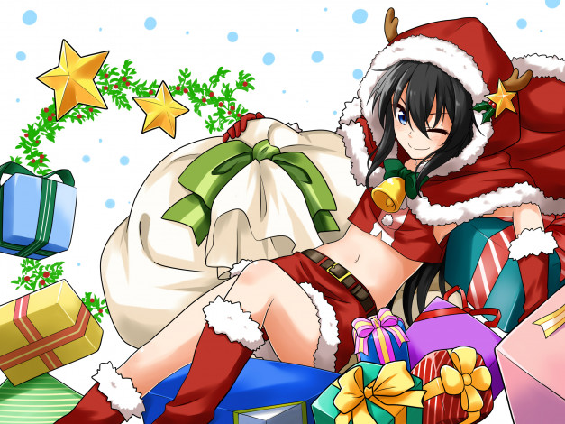 Обои картинки фото аниме, зима,  новый год,  рождество, felutiahime