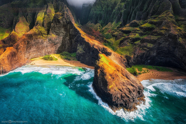 Обои картинки фото природа, побережье, гавайские, острова, горы, гавайи, океан, скалы, пляжы, море