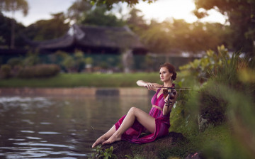 Картинка музыка -другое девушка природа водоем взгляд скрипка