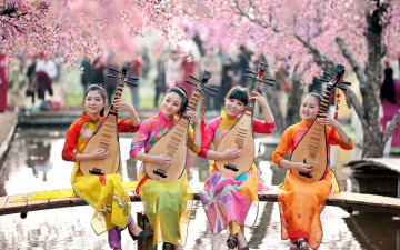 Картинка музыка -другое азиатка взгляд природа инструмент девушка
