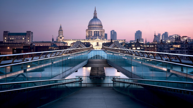 Обои картинки фото london,  uk, города, лондон , великобритания, пешеходный, мост, тысячелетия, миллениум, река, темза, лондон
