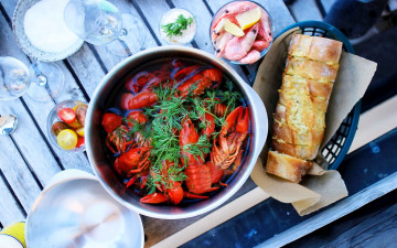 Картинка еда рыбные+блюда +с+морепродуктами креветки раки укроп