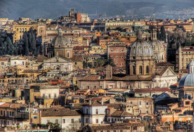 Обои картинки фото города, рим, ватикан, италия, купола, крыши, дома