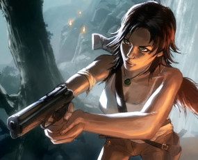 Картинка видео игры tomb raider 2013 девушка пистолет