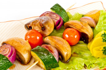 Картинка еда шашлык барбекю овощи грибы