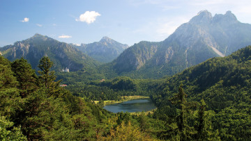 Картинка баварские альпы neuschwanstein природа пейзажи горы озеро лес