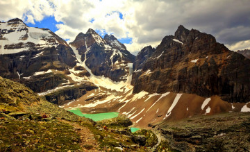 Картинка природа горы скалы снега пики озеро