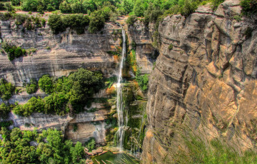 Картинка природа водопады обрыв растительность водопад скалы
