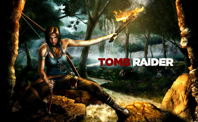 Обои картинки фото видео, игры, tomb, raider, 2013, факел, лес, девушка