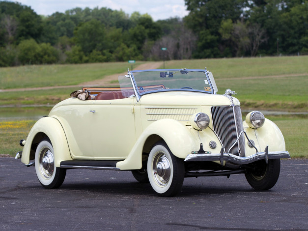 Обои картинки фото автомобили, классика, 1936г, ford, v8, deluxe, roadster, светлый